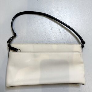 Vintage Y2K Coach shoulder bag white canvas w/ black leather, pristine inside